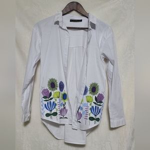 No Problem Women's Floral Embroidered Blouse Size S